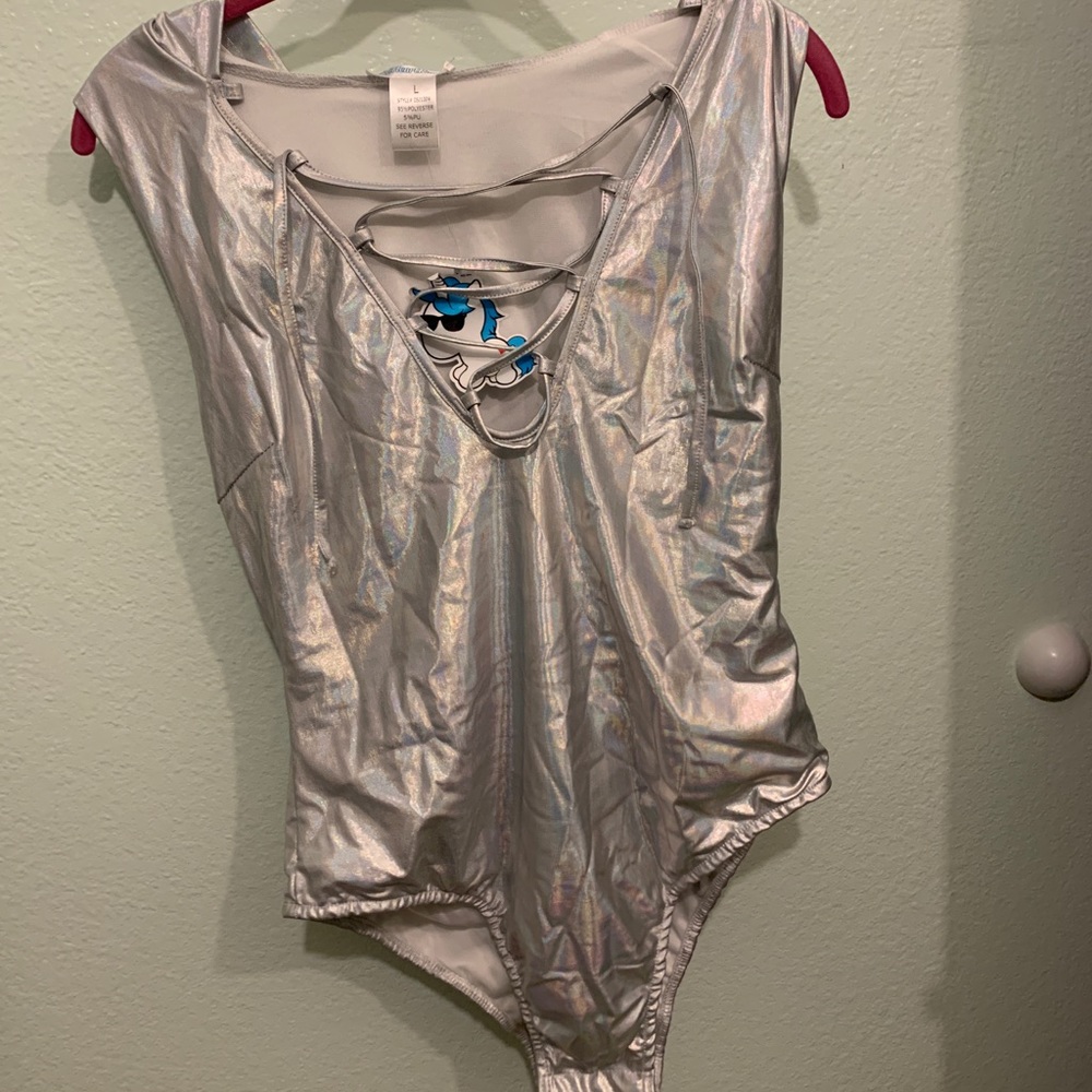 Iheartraves Hooded Lace Up Bodysuit -Opal Odessy